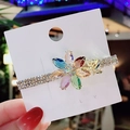 Elegant Korean style butterfly hair clip with colorful crystals and gold finish - Crystal Plum Flower Multicolor Clip