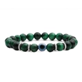 8mm tiger eye bead bracelet for men featuring green beads and blue evil eye charm - Green Tiger Eye Evil Eye
