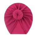 Rose red baby donut turban hat made of soft stretch fabric for infants and toddlers - Rose Red