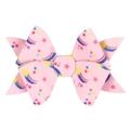 Detalle de horquilla con lazo rosa de purpurina con patrones de arcoíris y estrellas - Rosa (Estrella Arcoíris)
