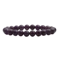 Gepolijste dieppaarse amethist edelsteen kraal armband met 8mm ronde stenen op witte basis - Amethist
