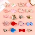 20-piece girls' hair clips set with glitter stars, PU leather rabbits, and velvet bows - 20 Pcs Mixed Hair Clip Set