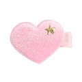 Pink heart-shaped velvet hair clip for girls with a gold star detail and ribbon wrap - Pink Velvet Heart