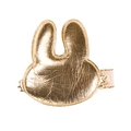 Pinza de pelo de conejo en cuero PU dorado con acabado metálico brillante para niñas - Conejo de Cuero PU Dorado