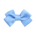 Light blue grosgrain ribbon bow hair clip with ribbed texture for girls' hair accessories - Blue Grosgrain Bow