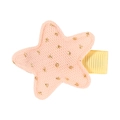 Pink star-shaped hair clip with gold glitter and yellow fabric-wrapped metal clip - Pink Mesh Star