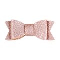 Rose gold bow hair clip for girls made of premium PU leather with metallic finish - Rose Gold Litchi Leather