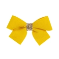 Yellow felt bow hair clip for girls with sparkling gold sequins and glitter accents - Yellow Bowknot