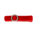Red velvet bow hair clip for girls with a sparkling rhinestone center buckle - Red Velvet Rhinestone