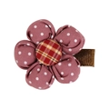 Pinza de pelo de flor rosa con lunares y botón de cuadros para niñas pequeñas - Flor rojo ladrillo