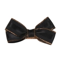 Pinza para el pelo con lazo negro de grogrén y elegantes costuras doradas en los bordes - Lazo con borde de oro negro