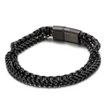 Pulsera de doble cadena box en acero inoxidable negro mate con cierre rectangular - Negro (KB139646-KFC)