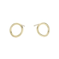 Pendientes redondos dorados minimalistas de acero inoxidable 316L en fondo blanco - Dorado
