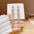 Eleganti orecchini a nappa multistrato dorati con scintillanti strass bianchi - Frangia Pavé Tutto Diamanti Oro (E0085 Oro)