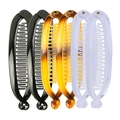 Lot de 6 pinces à cheveux banane en plastique noir, écaille et transparent - Lot de 6 grandes barrettes doubles (75g)