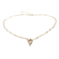 Collana hip hop dorata con ciondolo a forma di fulmine scintillante con zirconi - Stile Sottile 60cm
