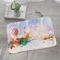 Christmas flannel absorbent floor mat featuring Santa Claus and snowman in winter scene - 40x60cm / Winter Christmas Scene Style