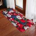 Christmas flannel absorbent door mat with snowman and holiday patterns on wooden floor - 40x60cm / Patchwork Snowman