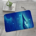 Rectangular Christmas reindeer flannel mat with glowing forest art on grey wood floor - 40x60cm / Dreamy Reindeer Style