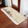Detailed view of a soft Christmas flannel floor mat with festive Santa and reindeer patterns - 40x60cm / Santa Claus and Reindeer