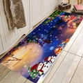 Christmas snowman and reindeer flannel door mat with a vintage clock on wood floor - 40x60cm / Pattern 1-Snowman & Clock