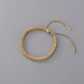Golden wheat-pattern braided titanium steel bracelet with an adjustable sliding clasp - Gold