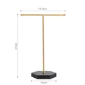 Golden T-bar jewelry stand with a black hexagonal marble base measuring 26cm in height - Black Marble Pattern Base T-Rack