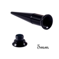 Black acrylic 5mm ear stretcher set with taper and spiral screw double flare base - 5mm Set / Black