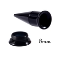 Detail view of 8mm black acrylic ear taper and tunnel plug set with screw threads - 8mm Set / Black