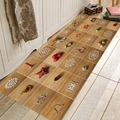 Tappeto passatoia natalizio in flanella con venature del legno e motivi festivi a griglia - 40x60cm / Griglia di Legno