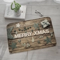 Weihnachtliche Flanell-Fußmatte mit Holzmaserung und Merry Xmas Schriftzug - 40x60cm / Dunkle Holzmaserung Stern Weihnachtskugel