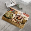 Christmas flannel mat with cozy fireplace and tree scene on light wood floor - 40x60cm / Style 4-Cozy Fireplace Sofa