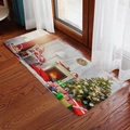 Christmas flannel absorbent door mat with festive fireplace and tree pattern on wood floor - Style 5-Indoor Decor Clock