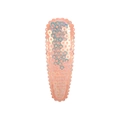 Pink sequin drop-shaped hair clip with shimmering wavy borders on white background - Purple Iridescent
