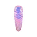 Detailed view of pink iridescent sequin BB clip with lace trim on a white background - Iridescent Pink