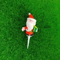 Christmas Santa Claus felt cake topper with green gift box and plastic stake, 6cm height - Santa Claus - Green Gift Box Style / Standard Spec