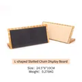 L-shaped wooden jewelry display stand set with grey and beige velvet slots - L-Shape Chain Board / Dark Gray