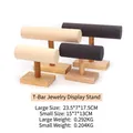 Single-tier wooden jewelry display stand for bracelets and watches with velvet cylinders - T-Bar Bracelet Holder Small / Dark Gray