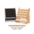 Wooden jewelry display stand for earrings and bracelets in beige and black velvet - Earring & Bracelet Dual-Use Stand / Dark Gray