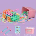 1000-piece large snowflake building blocks set with pink storage box and wheels - Medium 3cm Macaron Colors 1000 Pcs With Storage Box & Wheels