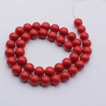 Strand of glossy red imitation pearl glass beads for DIY jewelry making - 6mm Straight Hole/Approx 65pcs Per Strand / Red
