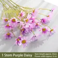 Single 53cm purple artificial daisy flower branch for realistic home decor and photography - 5-Head Purple Single Branch