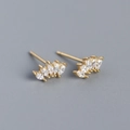 Macro detail of gold S925 silver stud earrings with marquise-cut marquise zircons - 925 Silver / Gold (With Rubber Stoppers)