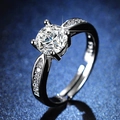 Classic silver 925 sterling silver ring with four-prong setting and round zircon stone - Y102【1 Carat】