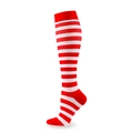 Knee-high compression socks with red and white horizontal stripes for Christmas holiday - Christmas Red & White Stripes