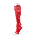 Christmas compression socks with red reindeer and white snowflake patterns for women and men - Christmas Deer Head