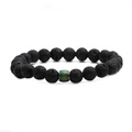 Pulsera de cuentas de lava negra de 8mm con cuenta de humor que cambia de color - Piedra de lava