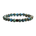 Macro shot of 8mm mood beads and natural stone texture bracelet with dark cylinder bead - Emperor Stone