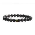 Detail view of thermochromic beaded bracelet with dark grey natural stone beads - Labradorite