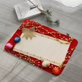 Christmas red flannel floor mat with golden bow and festive ornaments on wooden floor - 40x60cm / Style 5